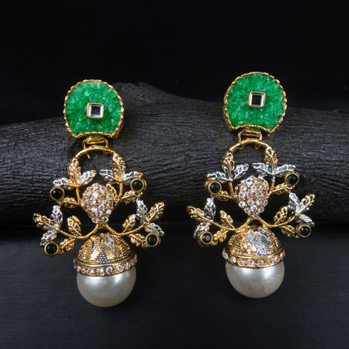 Crush Stone Earings with Pearl D248-2